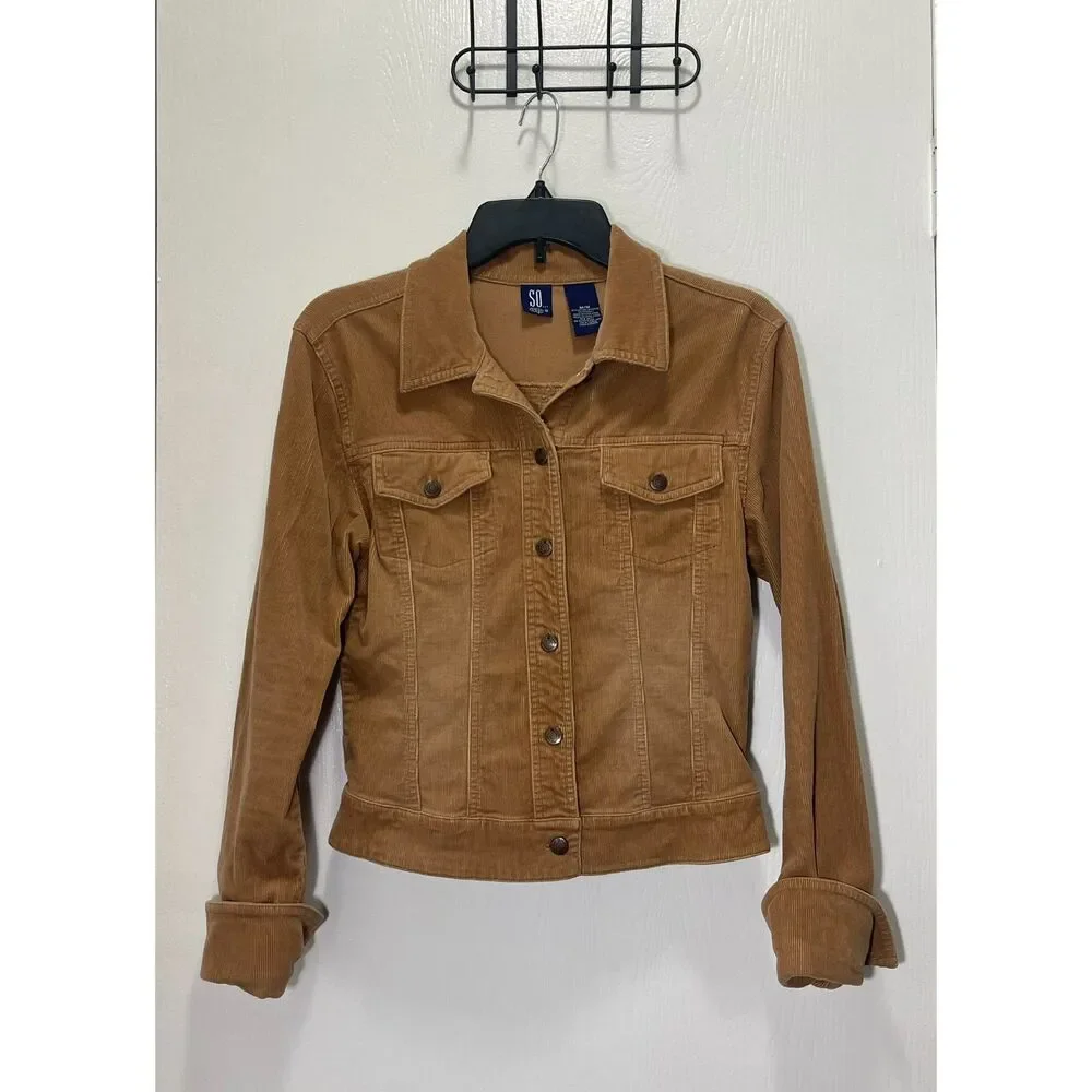 SO GSJC Women's Tan Corduroy Trucker Jacket
